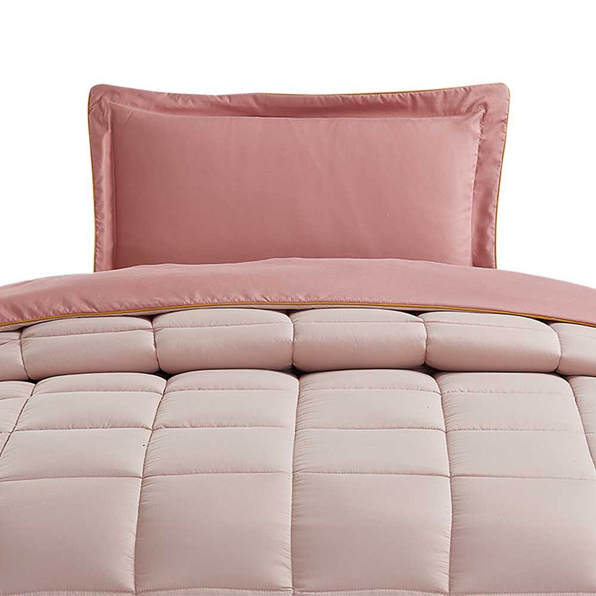 Plumón Liso Casa Linda 1,5 Plazas Bicolor Rosado