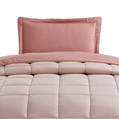 Plumón Liso Casa Linda 1,5 Plazas Bicolor Rosado