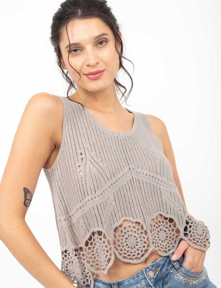 Top de Algodón Sin Mangas Cuello Redondo Mujer Alma