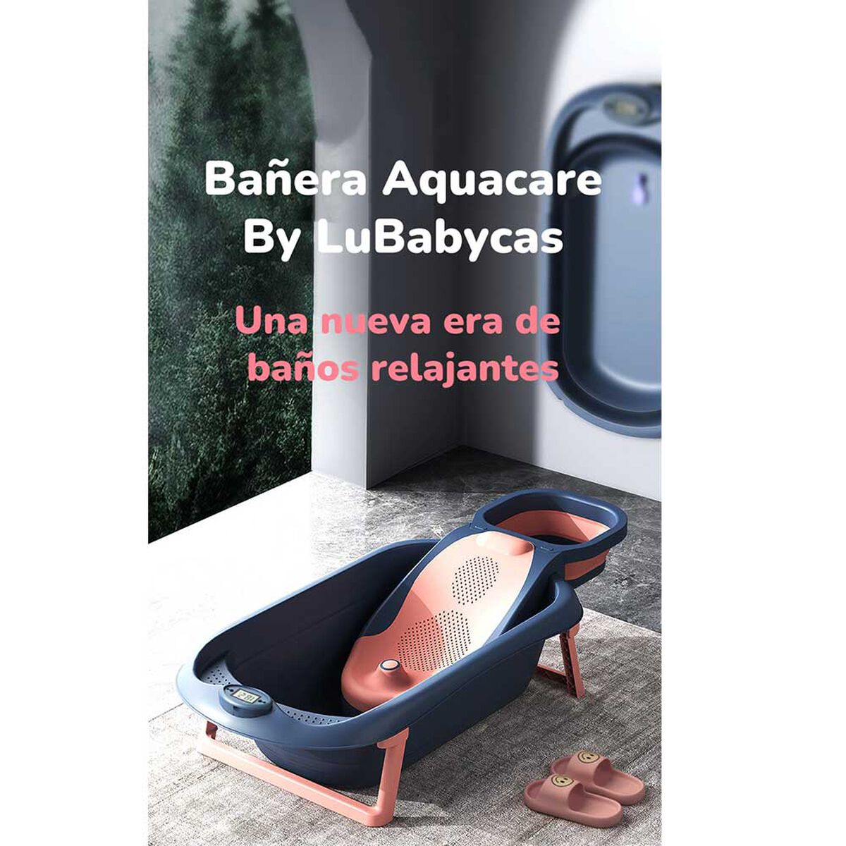 Bañera Premium con Lavapelo y Accesorios Lubabycas Rosada