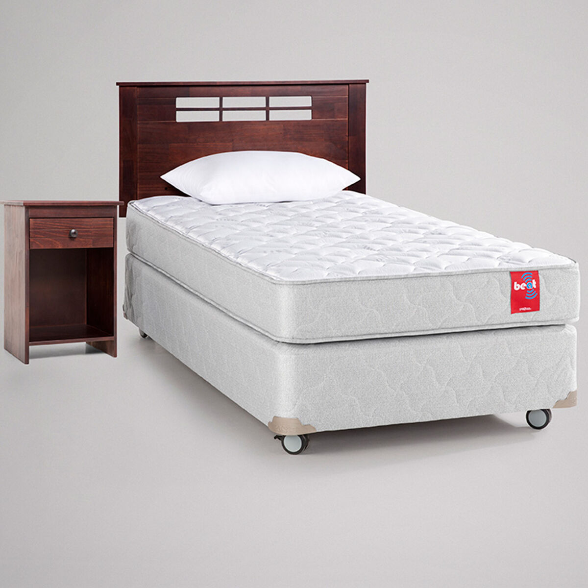 Cama Americana Rosen Beat 1.5 Plazas + Set Verona + Almohada