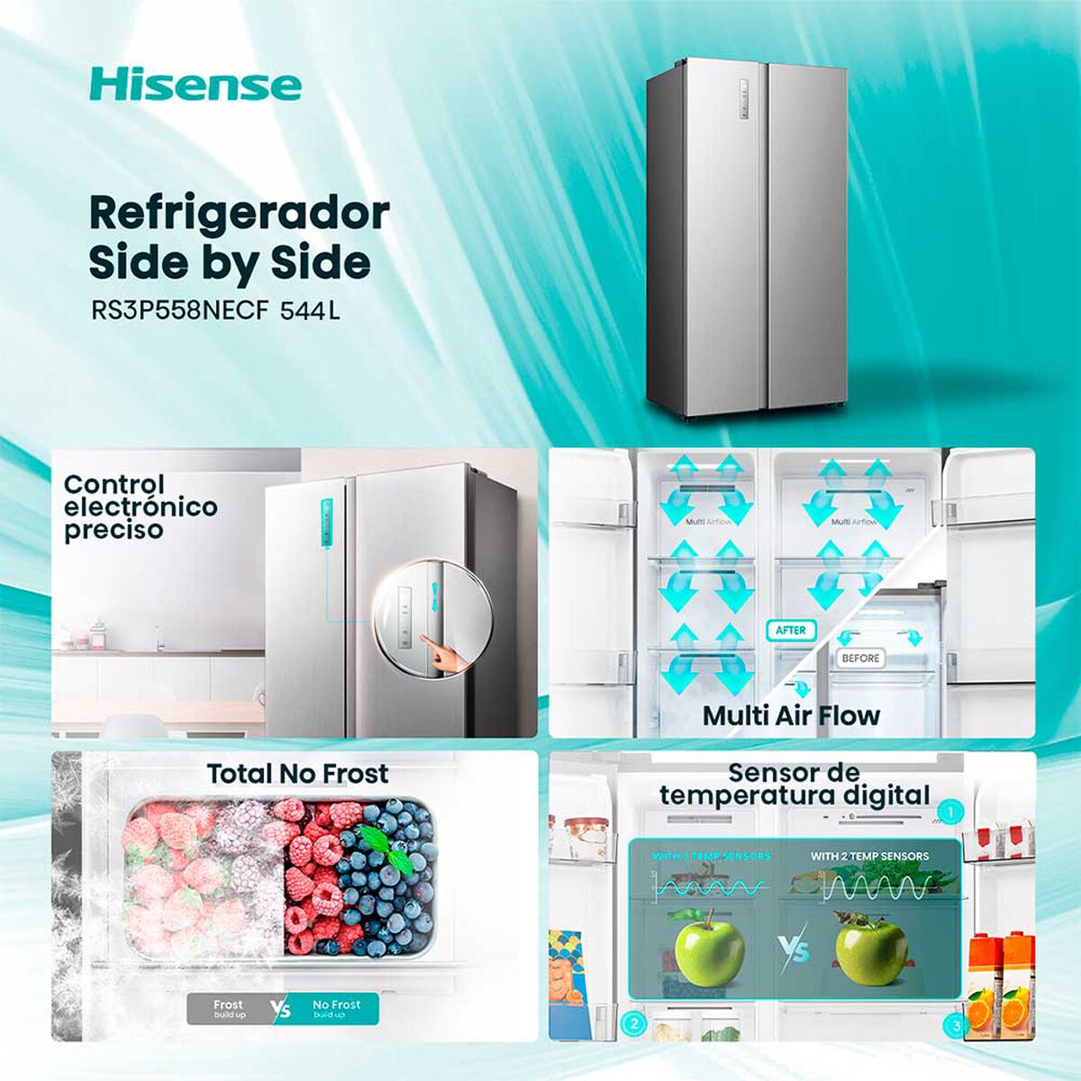 Refrigerador Side by Side Hisense RS3P558NECF 544 L