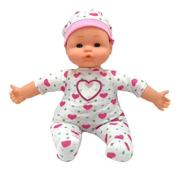 Muñeca Baby Doll Cuerpo Blando Corazón, 12 Sonidos Colores Surtidos Bostecitos