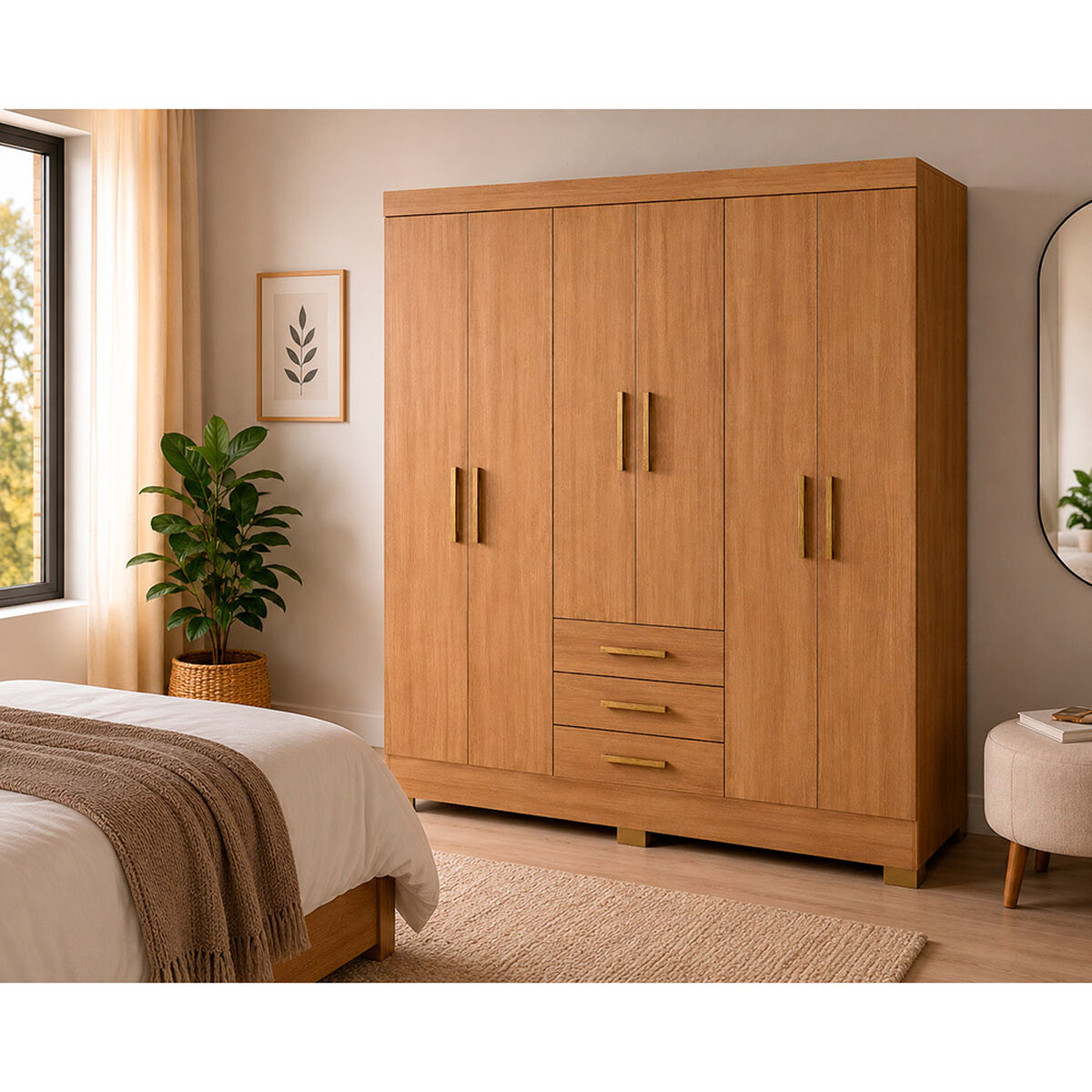 Closet Di Poretti Design Itacare 3 Cajones 6 Puertas Caf&eacute; Claro