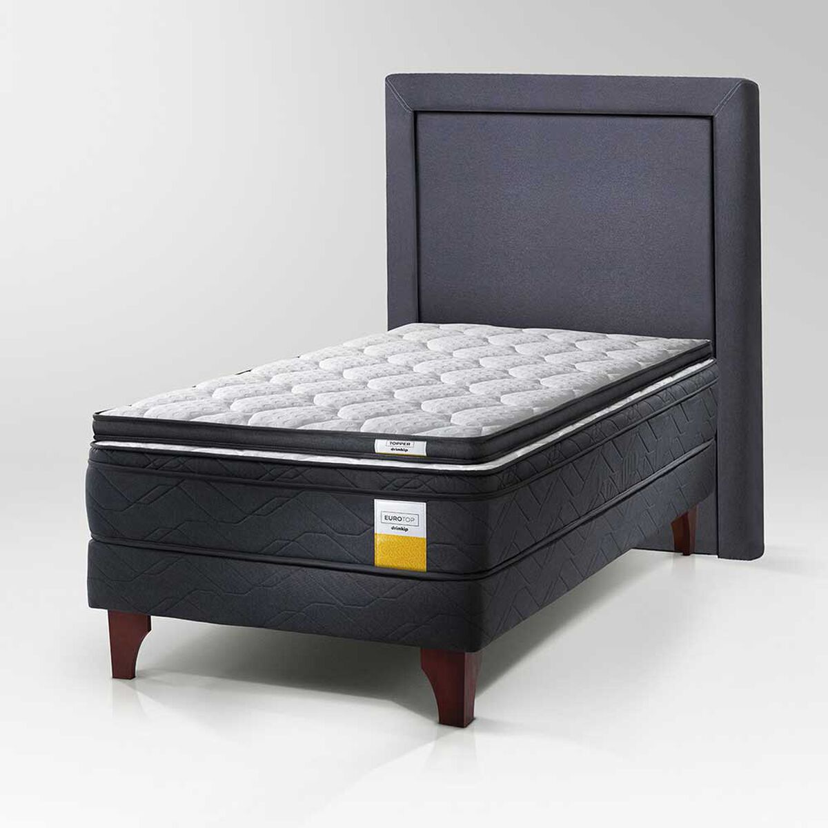 Cama Europea Drimkip 1 Plaza Plus Eurotop + Topper + Respaldo