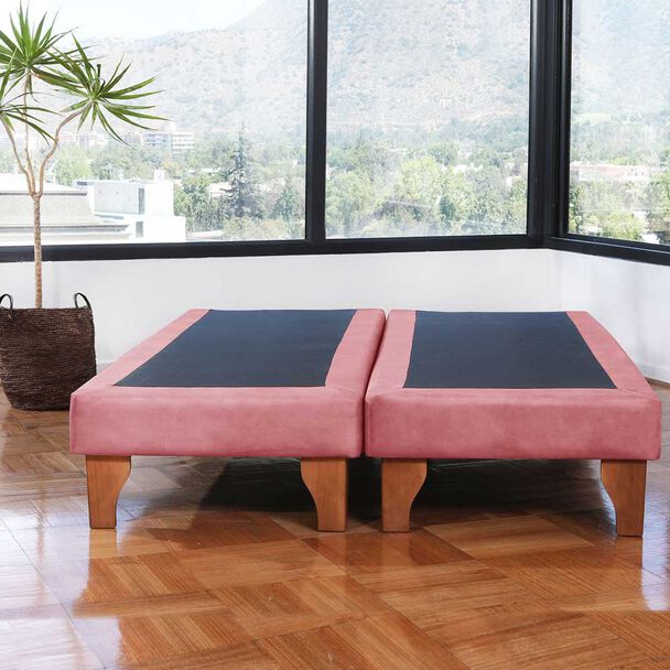 Base Europea Dividida Latam Home 2 Plazas Zen Tela Velvet Rosa