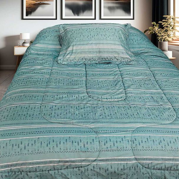 Plumón Sherpa Estampado Illusions 1,5 Plazas Luc Verde