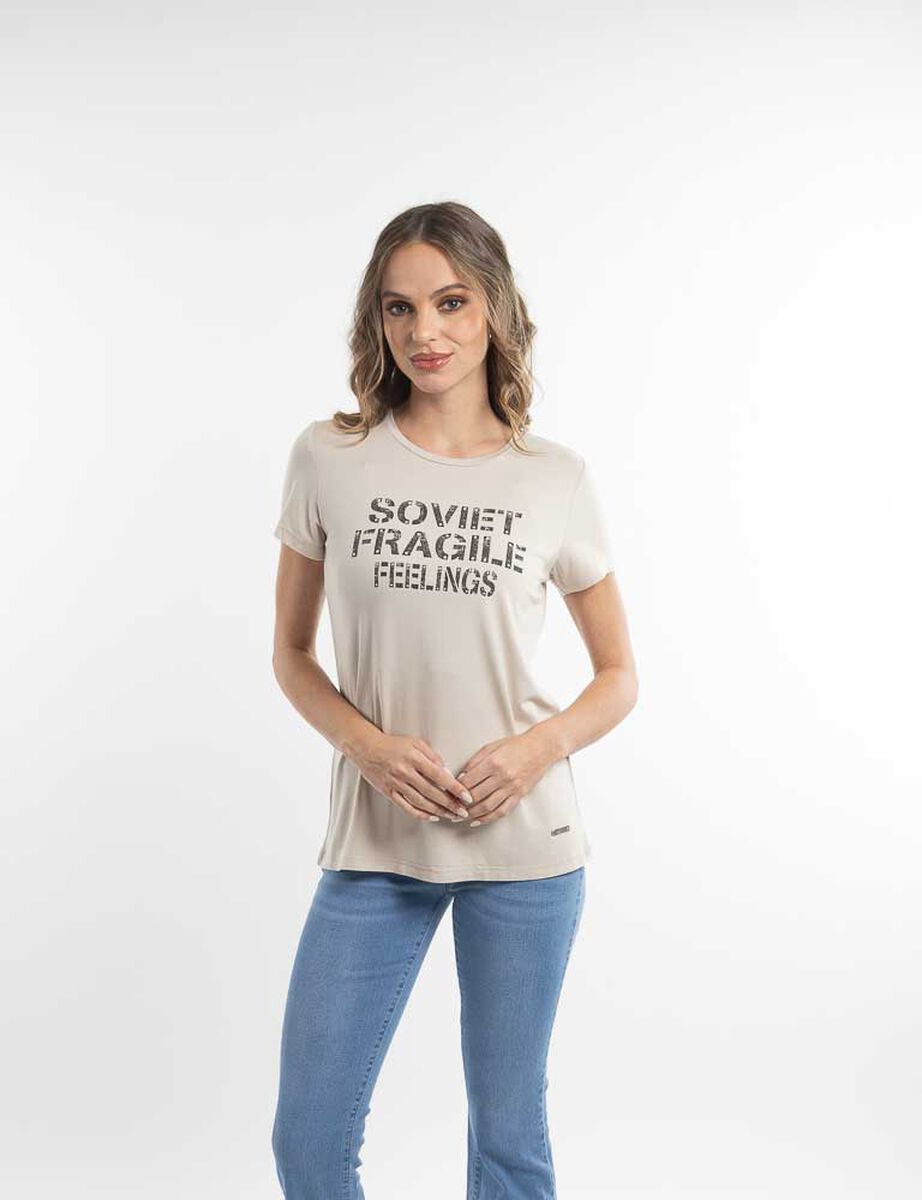 Polera Con Estampado Manga Corta Mujer Soviet