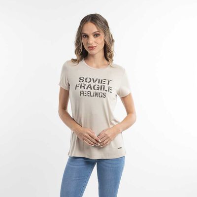 Polera Con Estampado Manga Corta Mujer Soviet