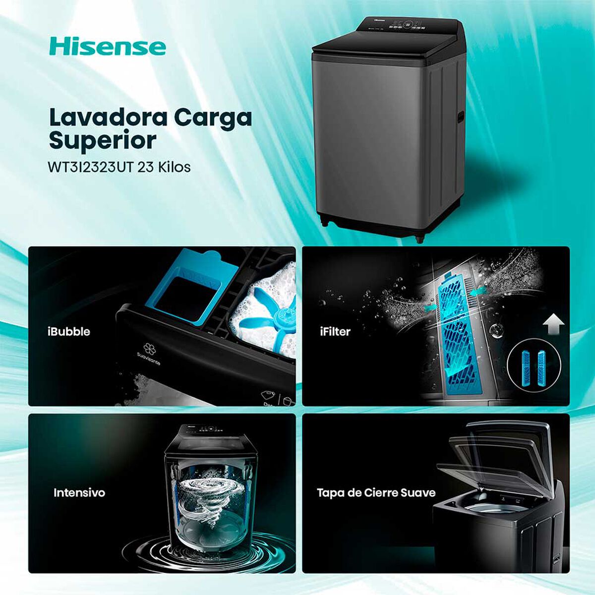 Lavadora Hisense WT3I2323UT 23KG