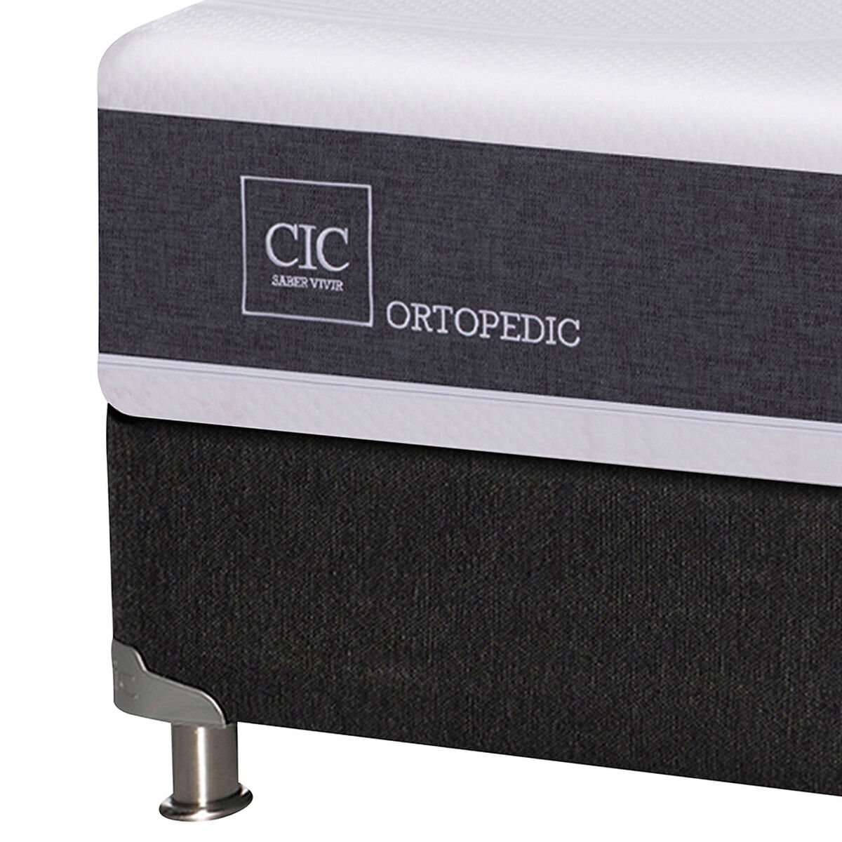 Box Spring CIC Base Dividida 2 Plazas New Ortopedic + Respaldo + 2 Veladores New Gales
