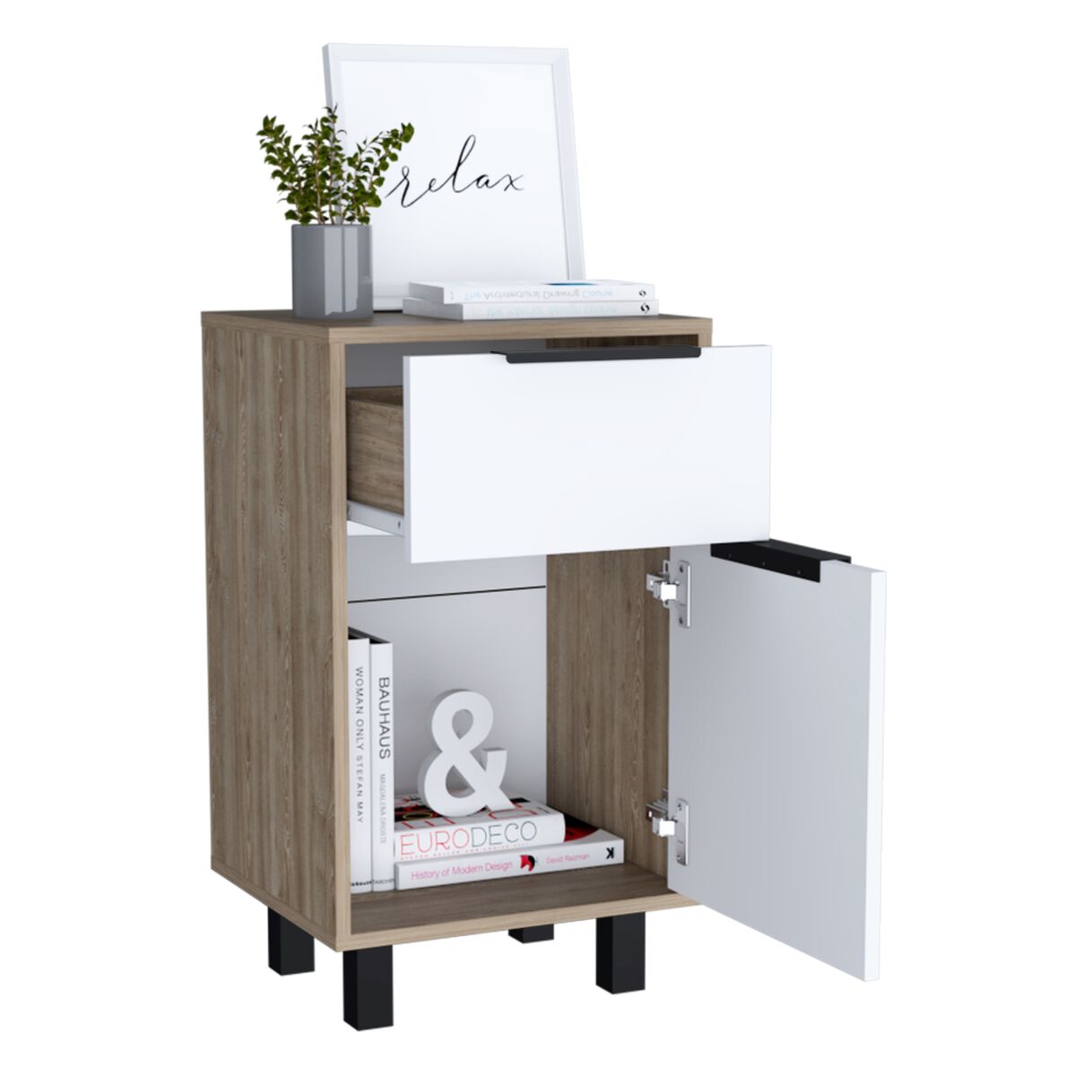 Velador TuHome Kaia 1 Cajón Miel/Blanco