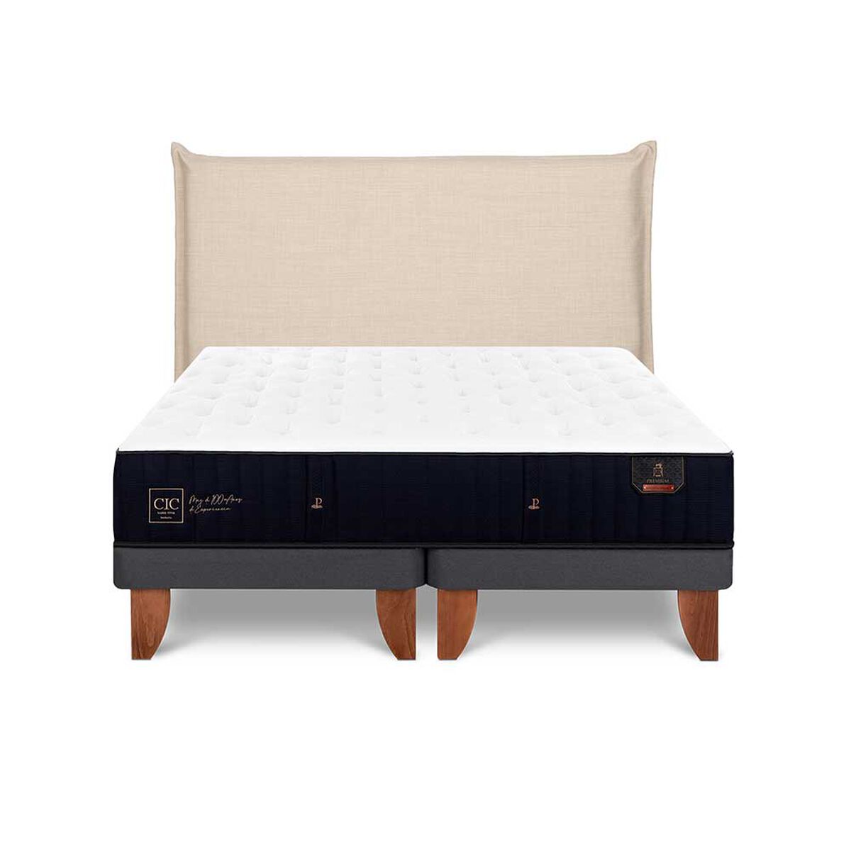 Cama Europea CIC Base Dividida 2 Plazas Premium + Respaldo Tiber