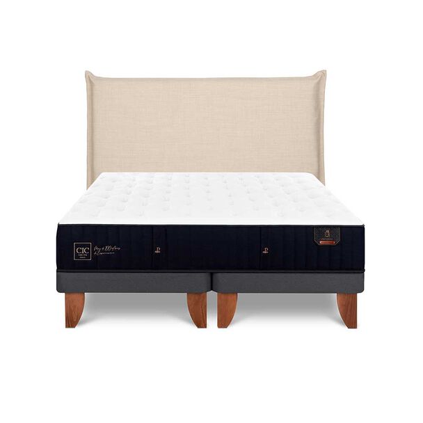 Cama Europea CIC Base Dividida 2 Plazas Premium + Respaldo Tiber