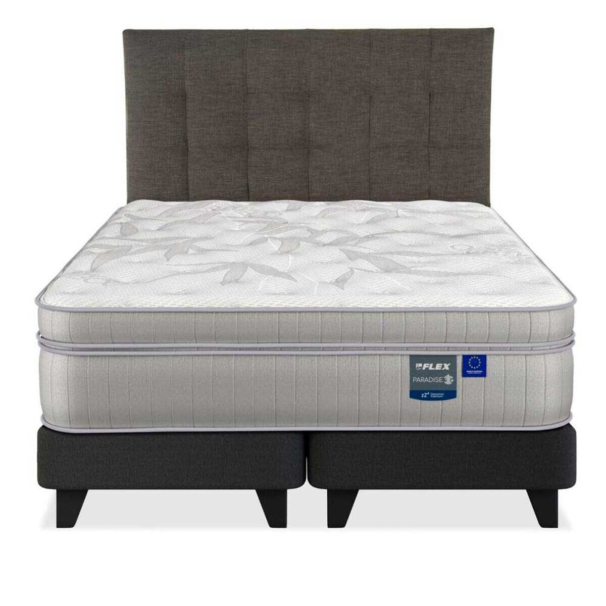 Cama Europea Flex Super King Paradise + Respaldo Design Grafito