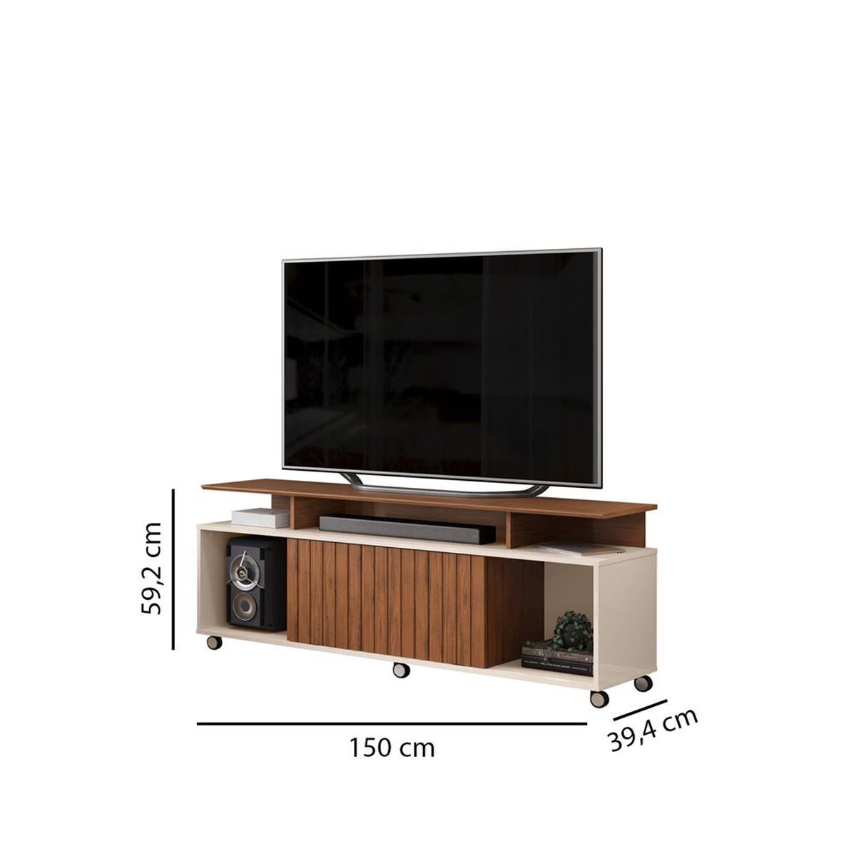 Rack TV Altavision Tomy Frow 60" Café y Blanco