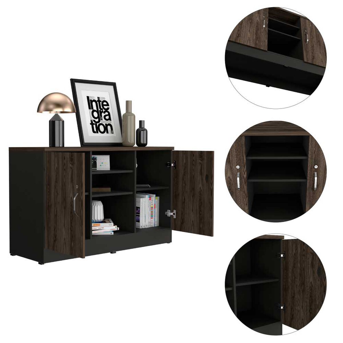 Gabinete TuHome Home Office Negro Soft Co&ntilde;ac