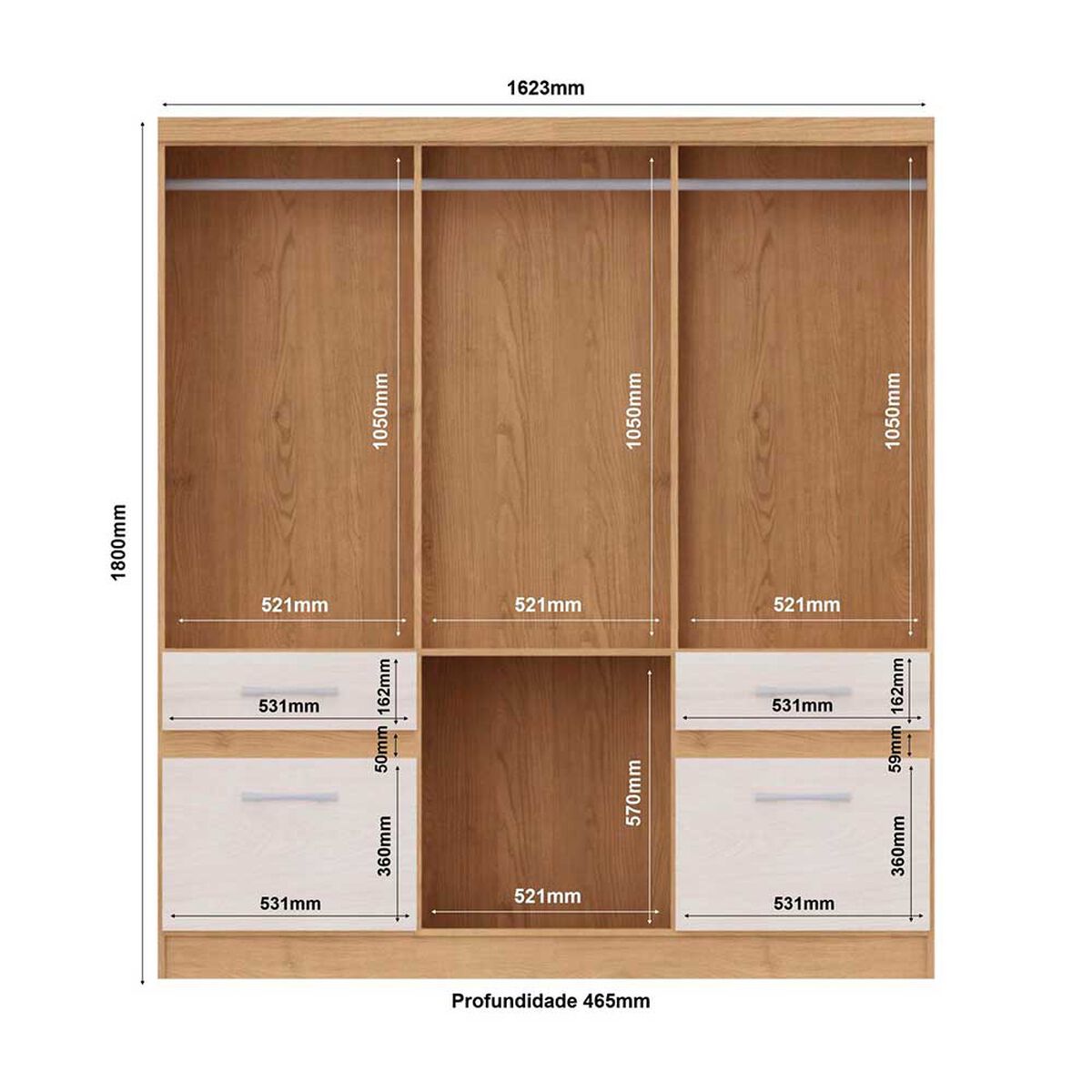 Closet Yardas Liliana 6 Puertas 4 Cajones Bicolor