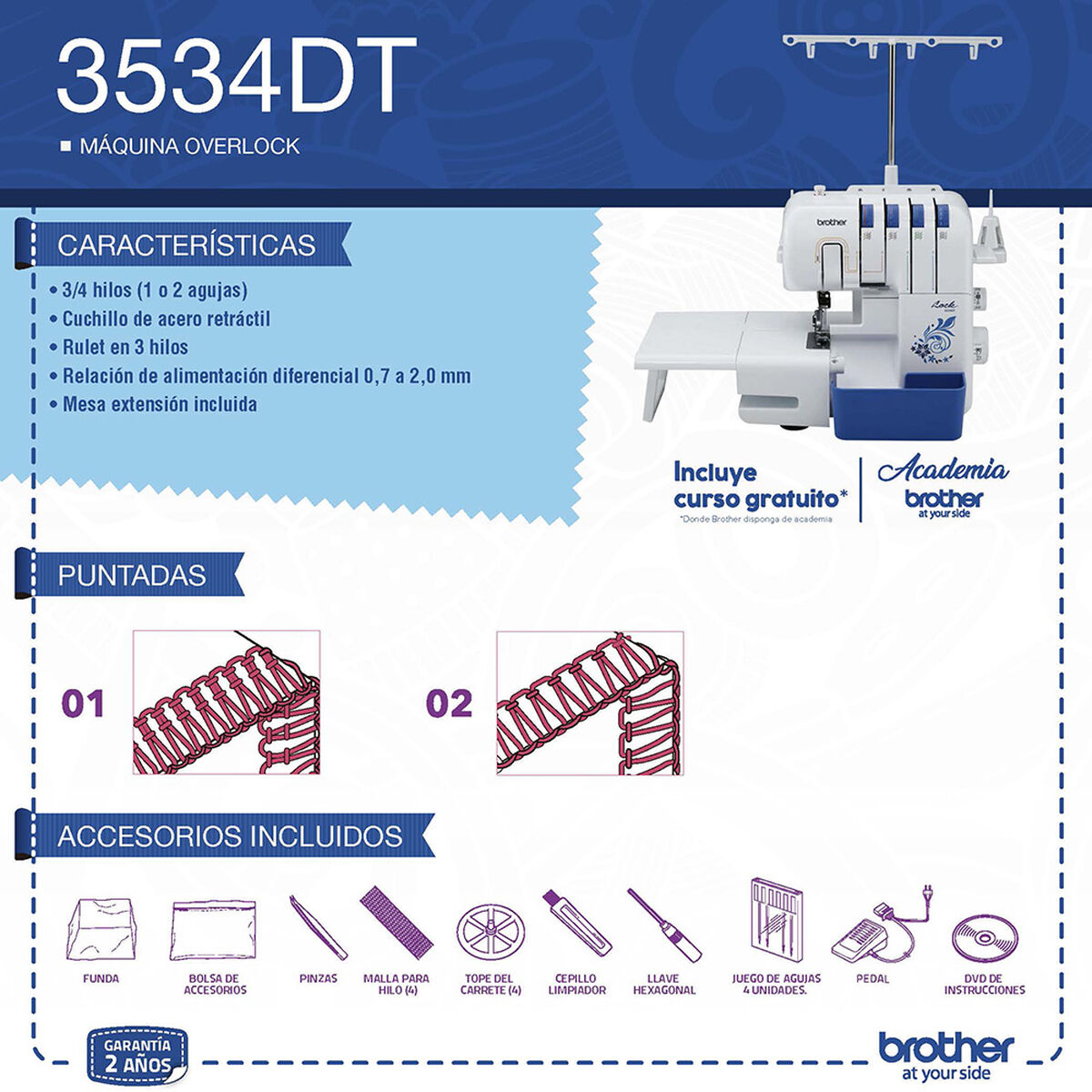 Máquina de Coser Overlock Brother 3534DT