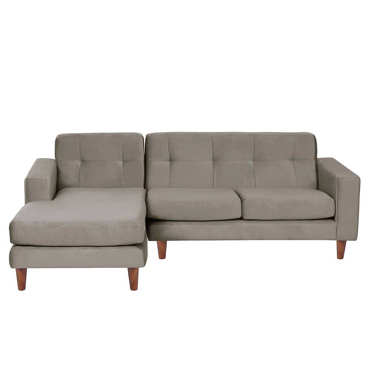 Sof&aacute; Seccional Izquierdo Latam Home Salermo Tela Velvet 3 Cuerpos Gris