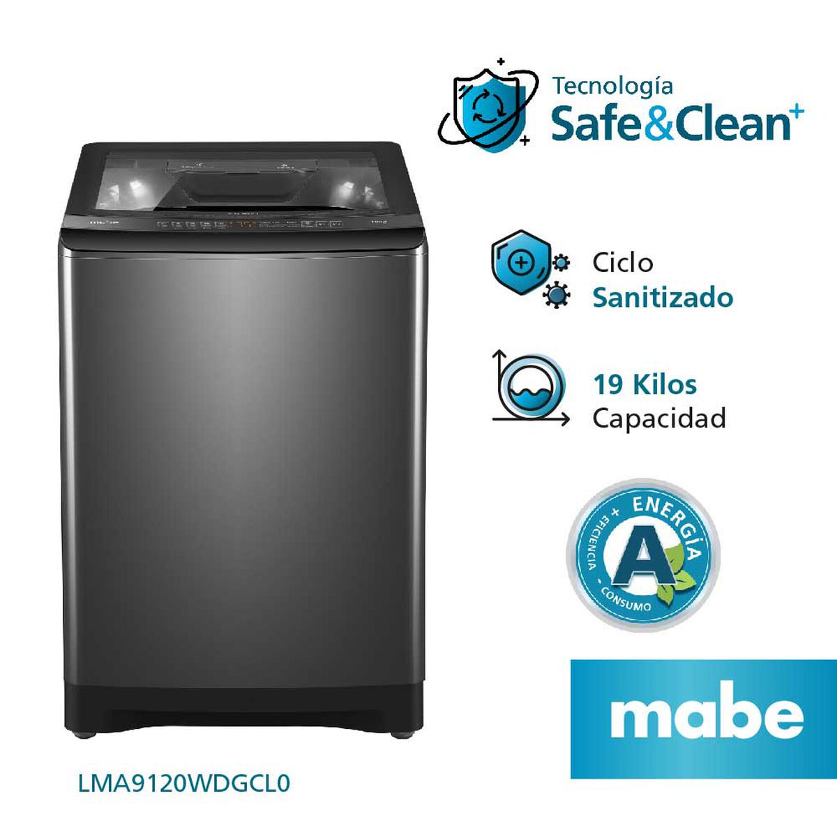 Lavadora Automática Mabe LMA9120WDGCL0 19 kg.