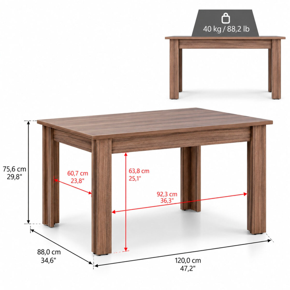 Mesa de Comedor Tuhome Portofino Avellana