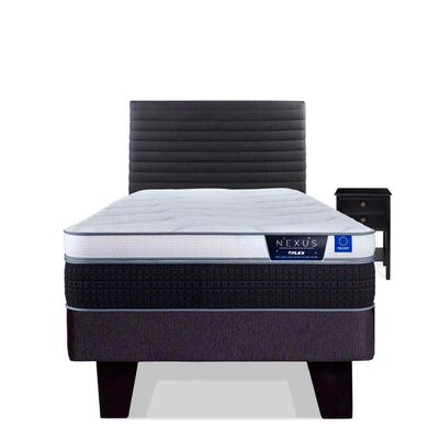 Imagen 1 del producto Cama Europea Flex 1,5 Plazas Nexus + Respaldo Modern + Velador Rover