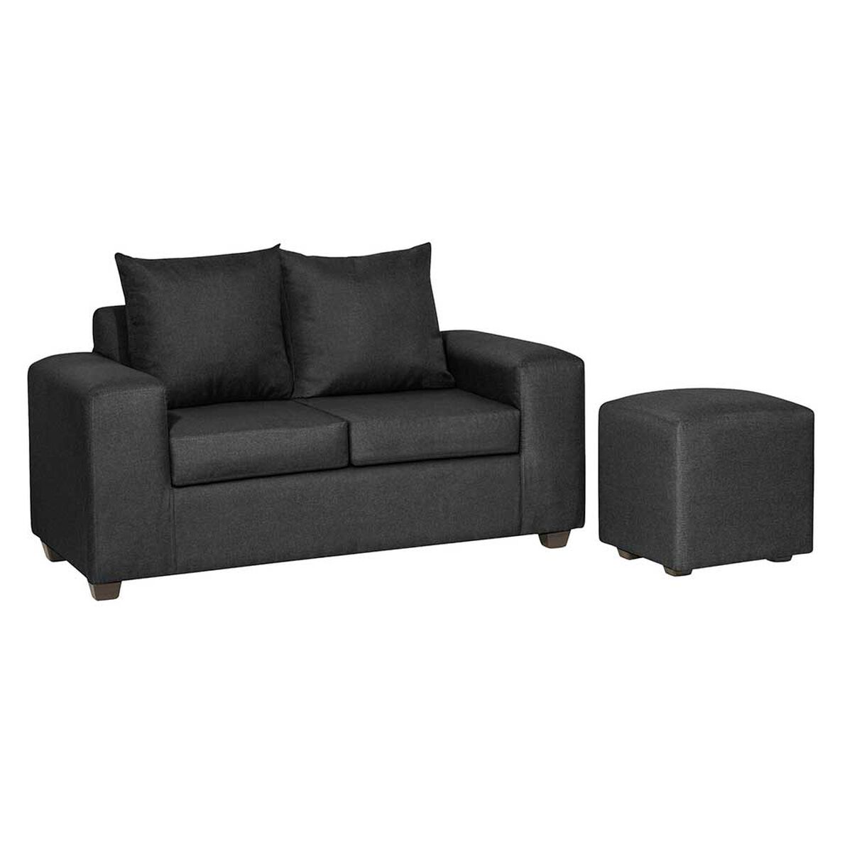 Juego de Living Innovamuebles Kahlo Sofá 2 Cuerpos + Dos Pouf 1 Cuerpo Negro