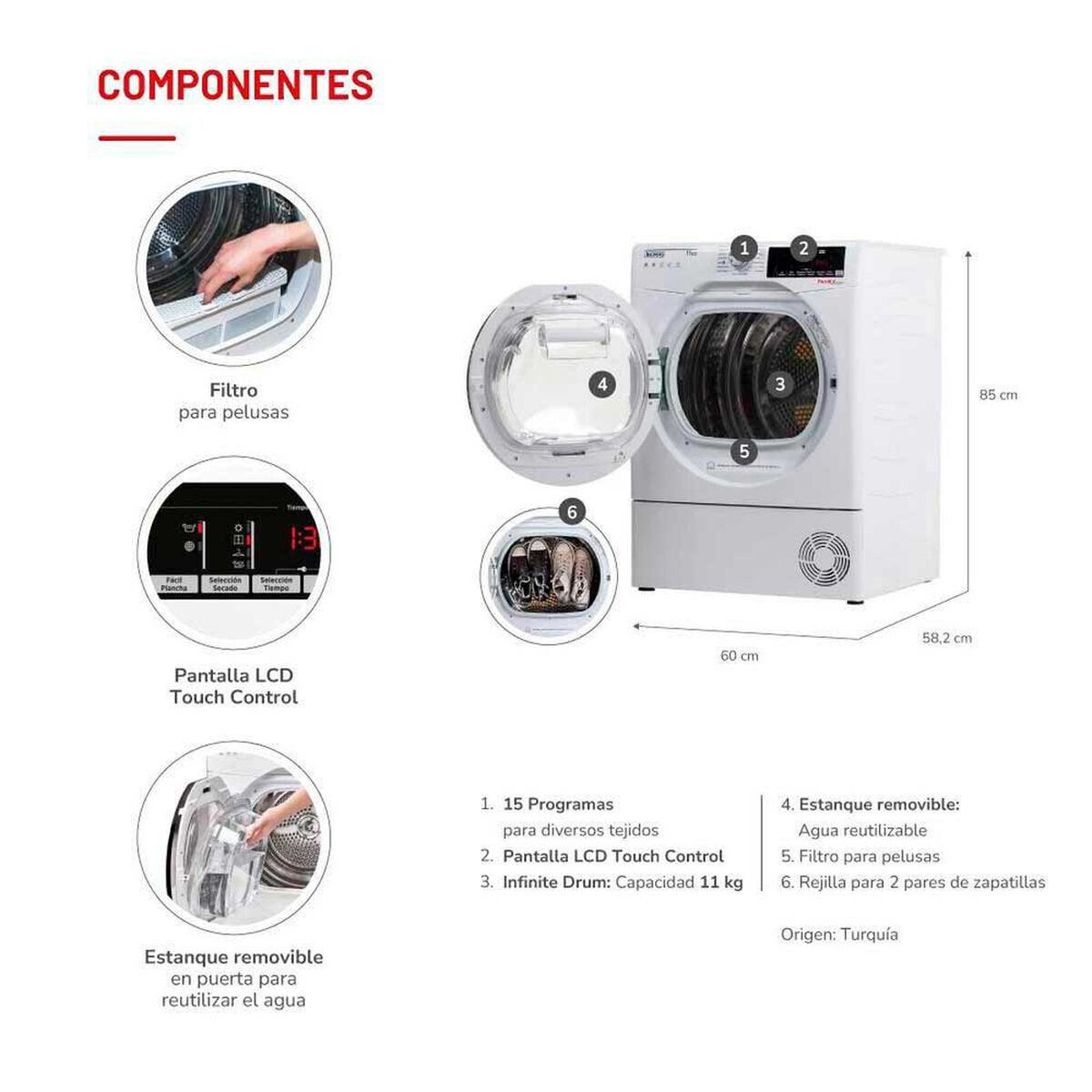 Secadora de Ropa Thomas TH-D11KCBC 11 kg. Condensaci&oacute;n con Bomba Calor