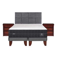 Cama Europea CIC Base Dividida King Lux + Respaldo + 2 Veladores Tamesis