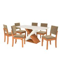 Juego de Comedor Roca Lotus 6 Sillas Canela-Beige