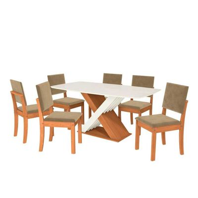 Juego de Comedor Roca Lotus 6 Sillas Canela-Beige