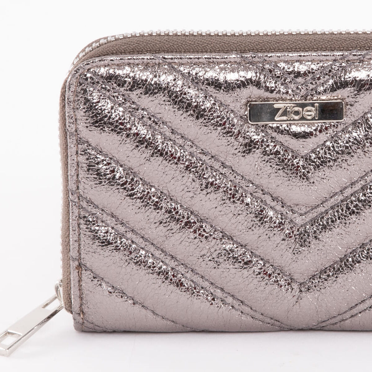 Billetera Metalica Dorada Eco Cuero Mujer Zibel