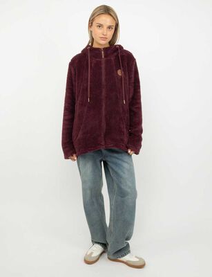 Imagen 2 del producto Polerón Peludo Mujer Icono Burdeo, Negro, Oliva, Rosado