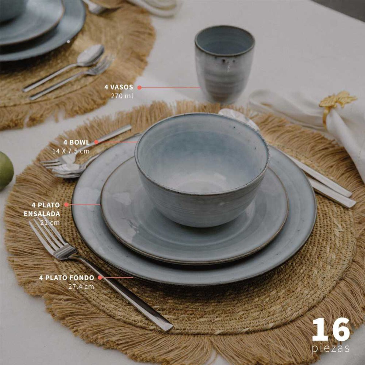 Juego de Loza Simplit Amalfi 16 Piezas