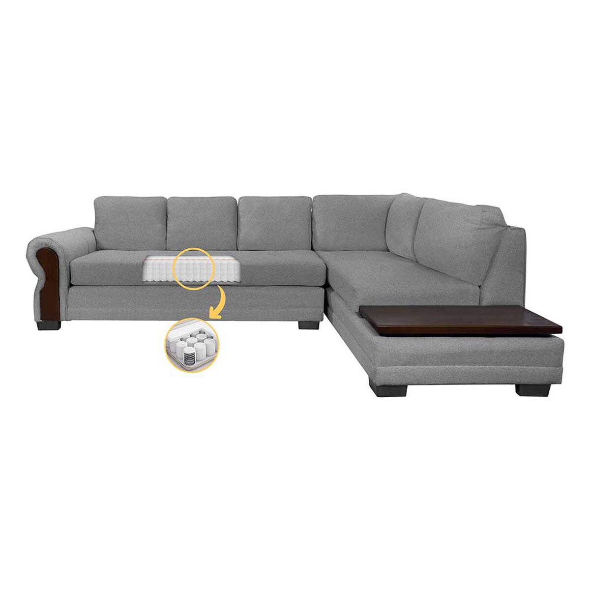 Sofá Seccional Living Factory Michigan 6 Cuerpos Gris