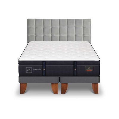 Cama Europea CIC Base Dividida 2 Plazas Grand Premium + Respaldo Sile