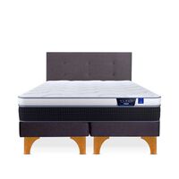 Cama Europea Flex 2 Plazas Nexus Base Dividida +Respaldo Royal Grafito