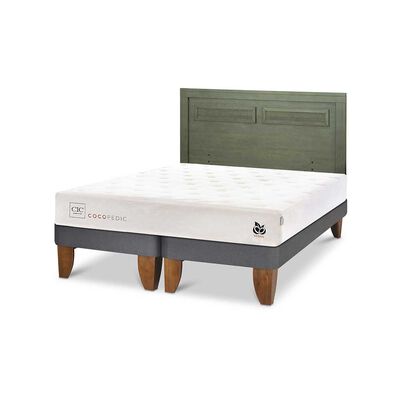 Imagen 2 del producto Cama Europea CIC Base Dividida 2 Plazas Cocopedic + Respaldo Milan Olivo
