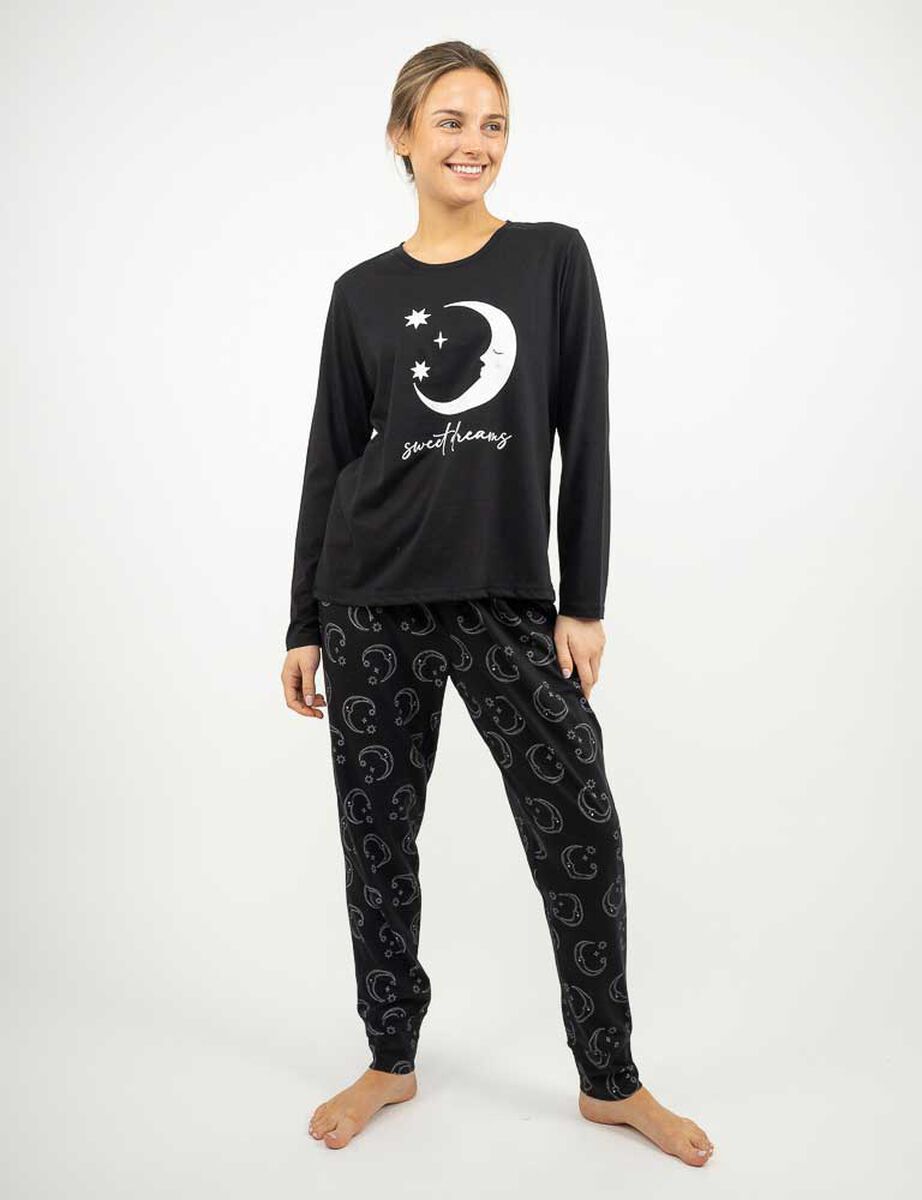 Pijama Larga Algod&oacute;n Manga Larga Mujer Icono