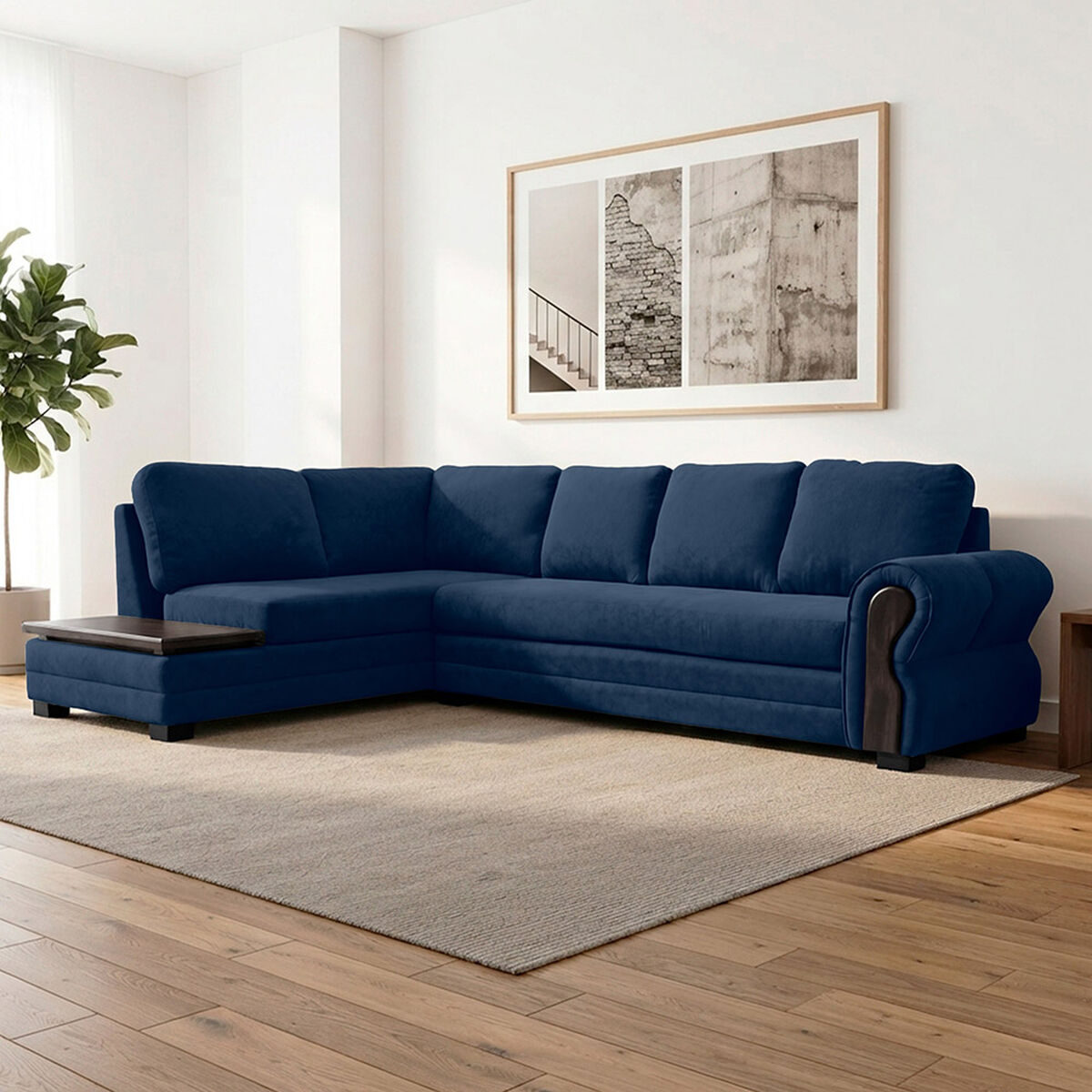 Sof&aacute; Seccional Living Factory Michigan 6 Cuerpos Azul
