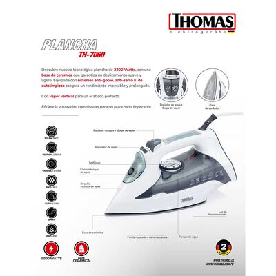 Imagen 2 del producto Plancha a Vapor Thomas TH-7060