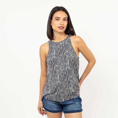 Polera Sin Mangas Mujer Fiorucci Animal, Blanco, Navy, Negro