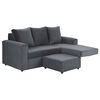Sofá Seccional Bodevir Cali 3 Cuerpos + 2 Pouf Gris