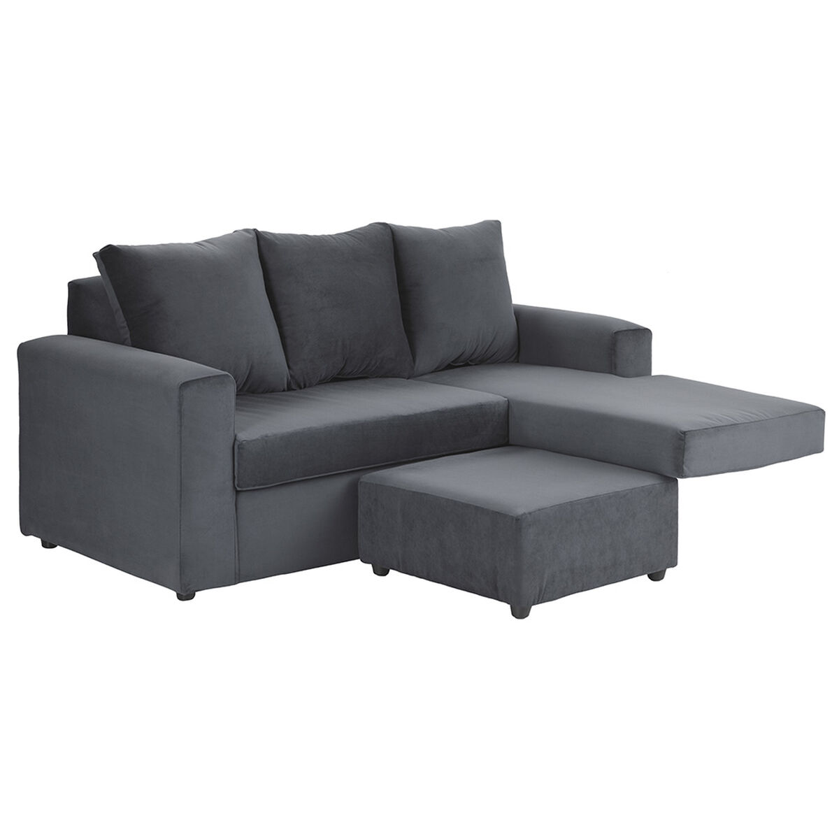 Sofá Seccional Bodevir Cali 3 Cuerpos + 2 Pouf Gris