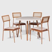 Juego de Comerdor Roca Atalanta 4 Sillas Canela Avellana