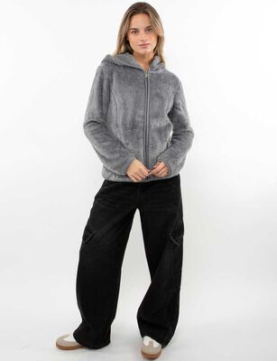 Imagen 2 del producto Polerón Peludo Mujer Icono Gris