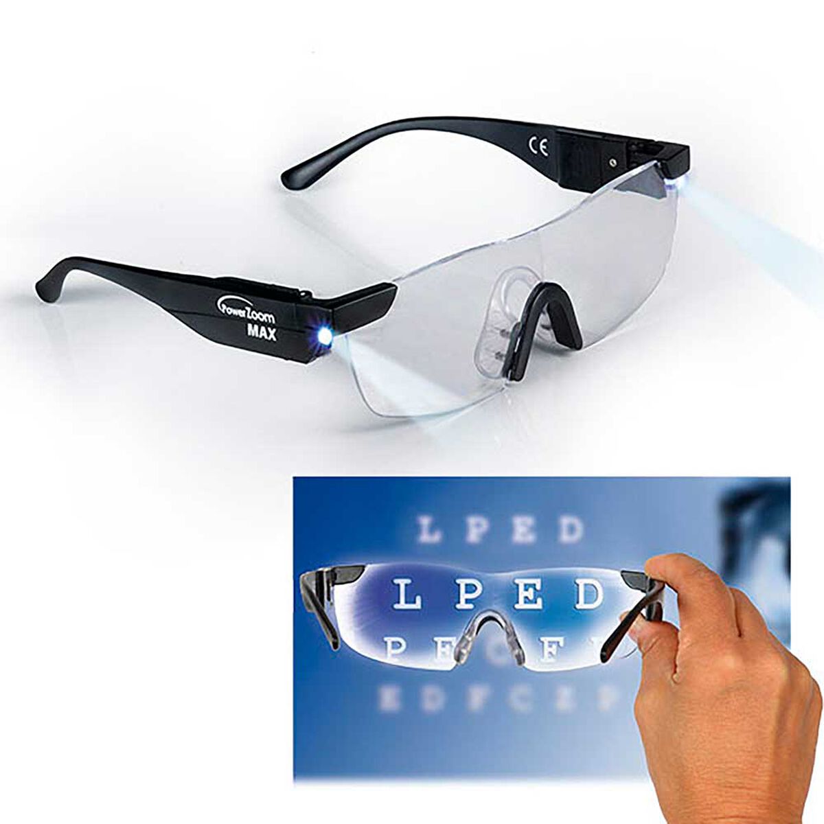 Power Zoom Max Gafas con luces LED integradas