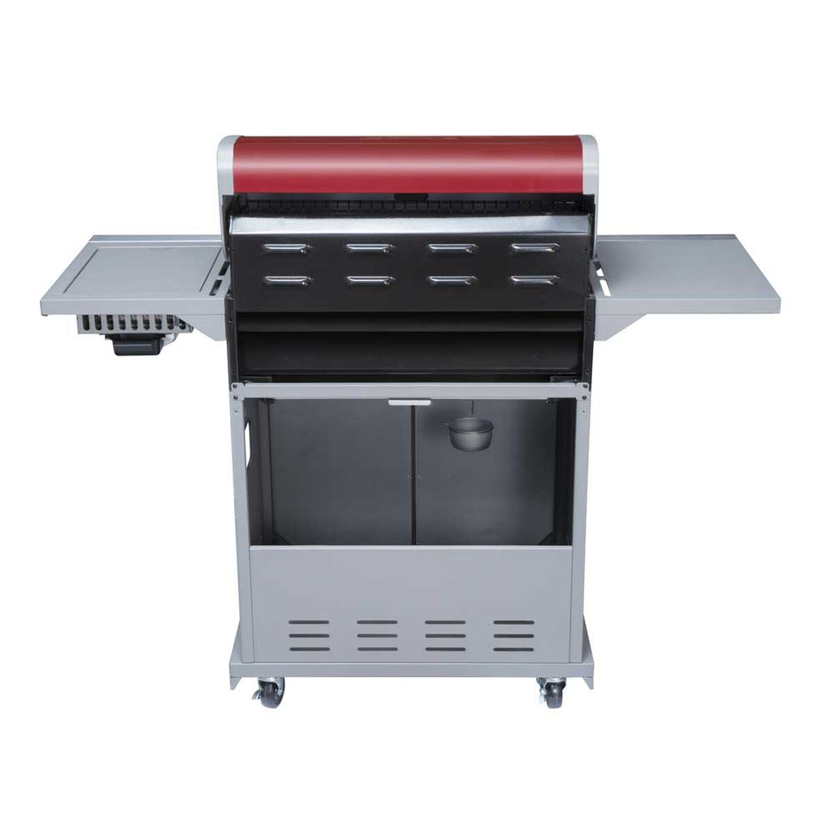 Parrilla a Gas Encendido Electrónico BBQ Grill Texas Acero Inoxidable 4 Quemadores Centrales + 1 Lateral Roja