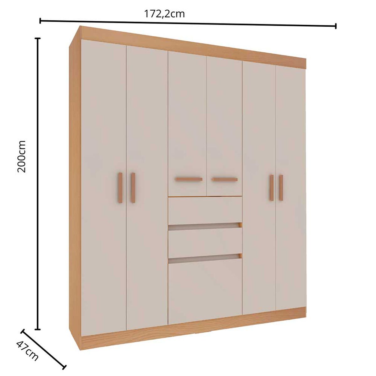 Closet Vekkahome Berna 7 Puertas 2 Cajones Beige